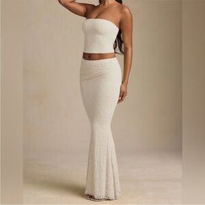 Oh Polly Cream Maxi Skirt